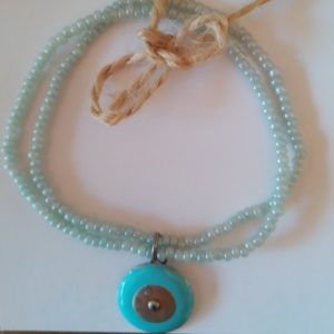 Bracelet vert d'eau et perle turquoise