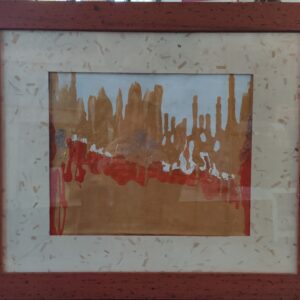 Toile peinte, acrylique, encadrée et protégée d'un verre